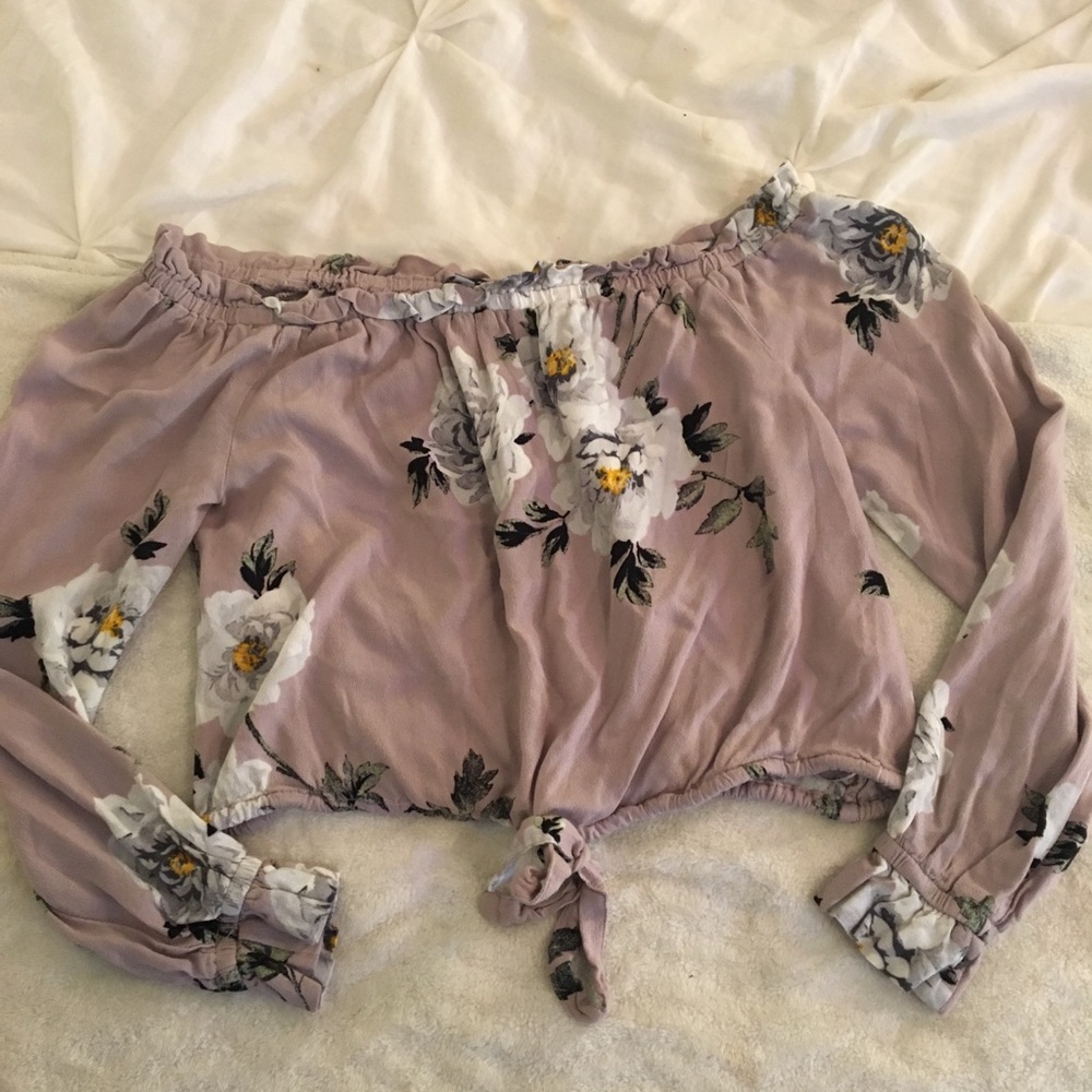 off the shoulder floral crop top